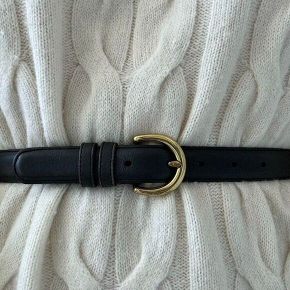 Coach Womens Handcrafted in Costa Rica Gray Leather Solid Brass Buckle Belt S - Picture 1 of 5